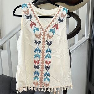 Embroidered Sleeveless Top - Cream